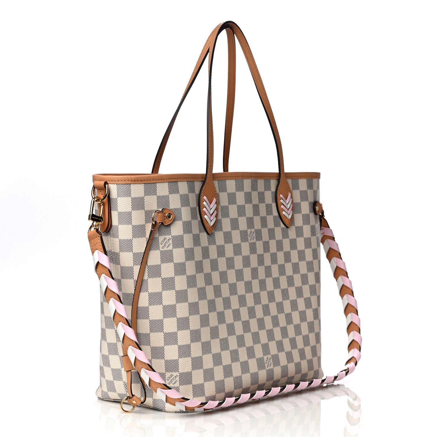 Louis Vuitton Damier Azur Braided Neverfull MM Pink 4 of 16