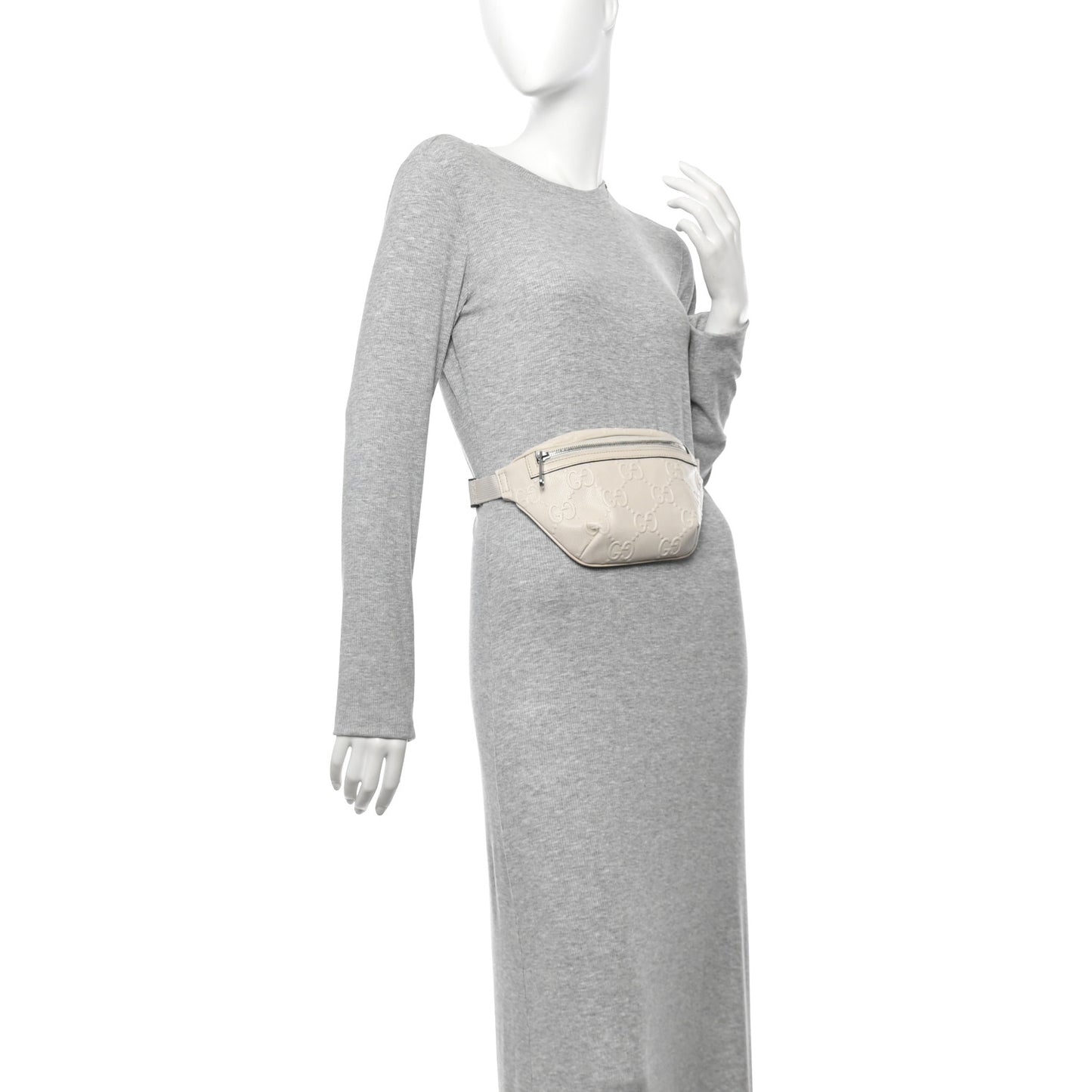 Calfskin GG Tennis Embossed Belt Bag Mystic White