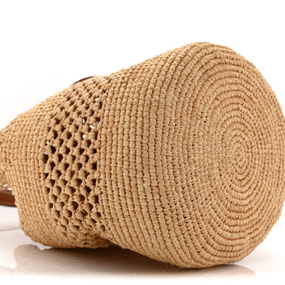 Celine Raffia Woven Clara Drawstring Bucket Bag Natural Tan 9 of 10