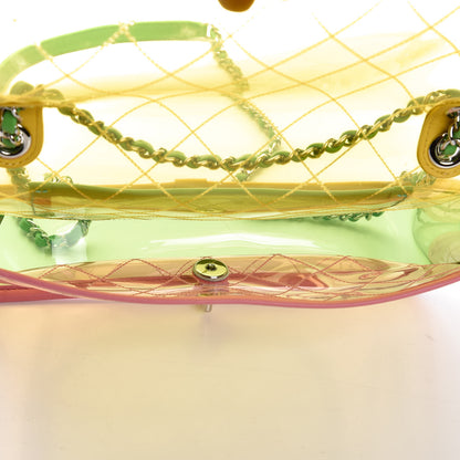 Chanel PVC Lambskin Stitched Medium Coco Splash Flap Yellow Green Pink 6 of 8