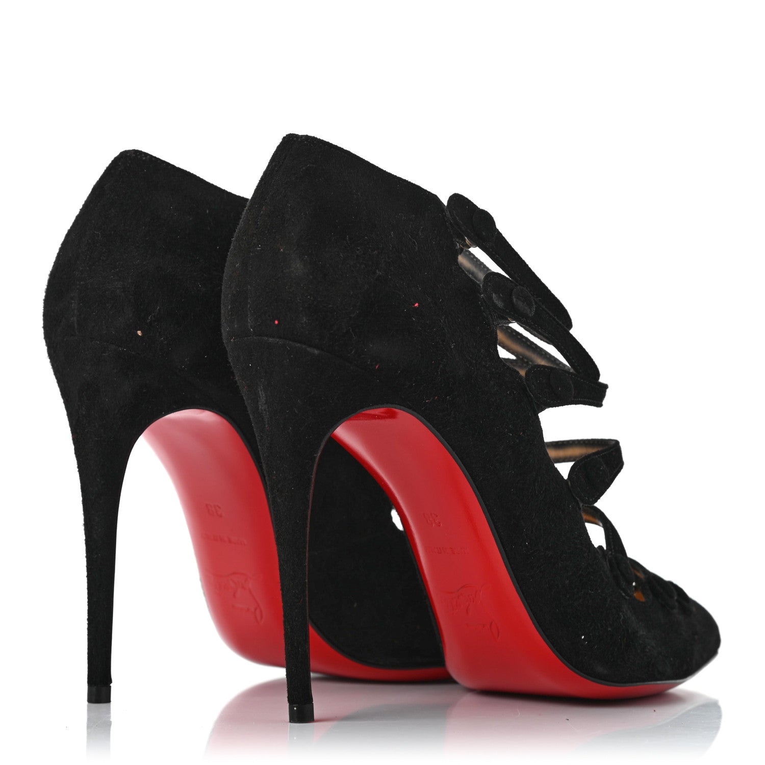 Christian Louboutin Suede Viennana 120 Strappy Booties 38 Black 4 of 7