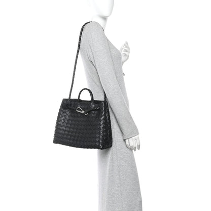 Bottega Veneta Nappa Intrecciato Medium Andiamo Shoulder Bag Black 2 of 9