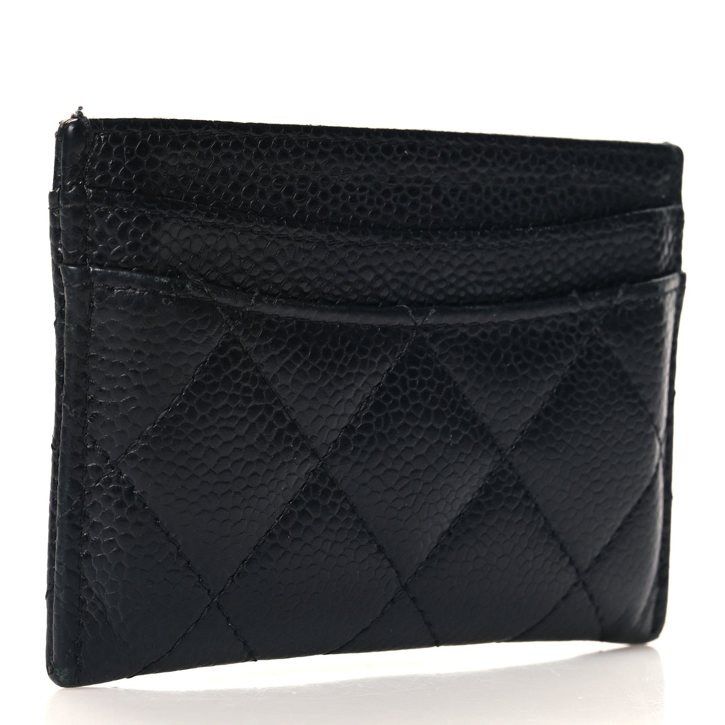 Caviar Quilted Card Holder Black