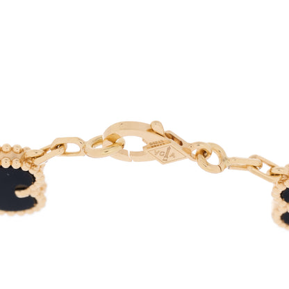 Van Cleef & Arpels 18K Yellow Gold Black Onyx 5 Motifs Vintage Alhambra Bracelet 3 of 3