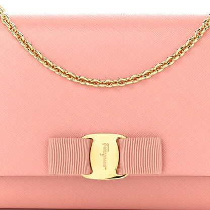 Salvatore Ferragamo Hammered Calfskin Mini Miss Vara Bow Chain Bag Pink 7 of 12