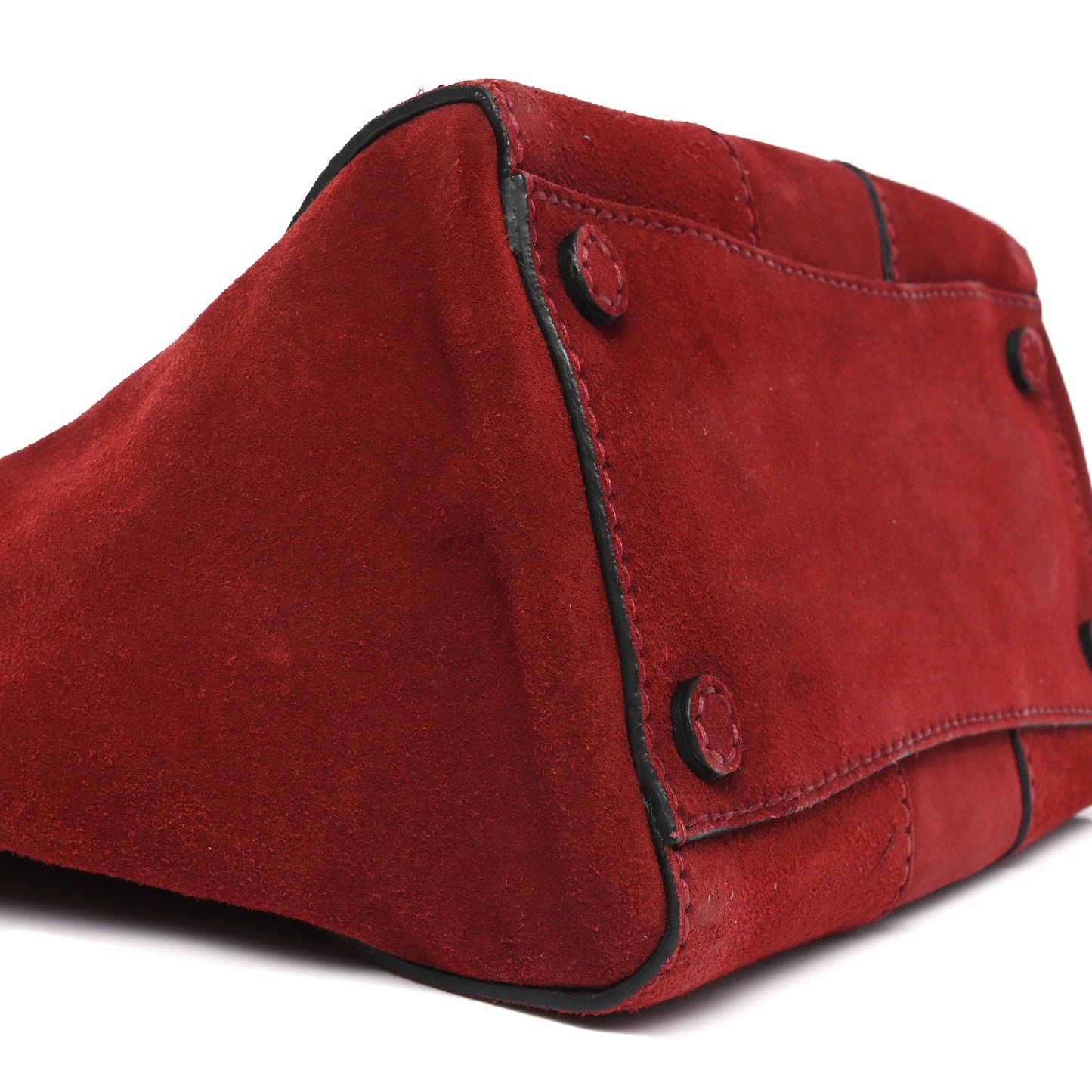 Suede Scamosciato Stitched Small Twin Pocket Tote Porpora