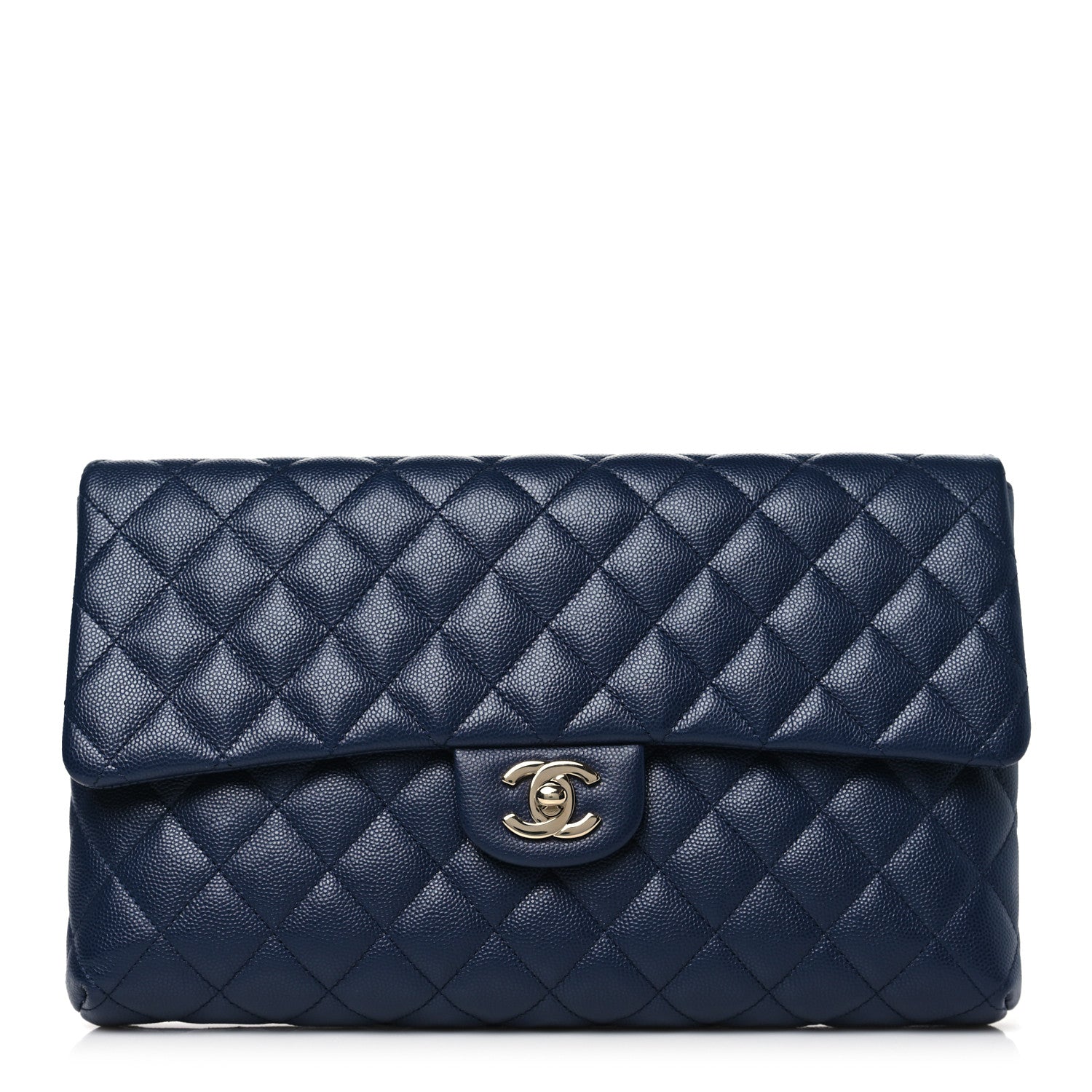 Chanel Caviar Quilted Flap Clutch Navy Blue 1 of 11
