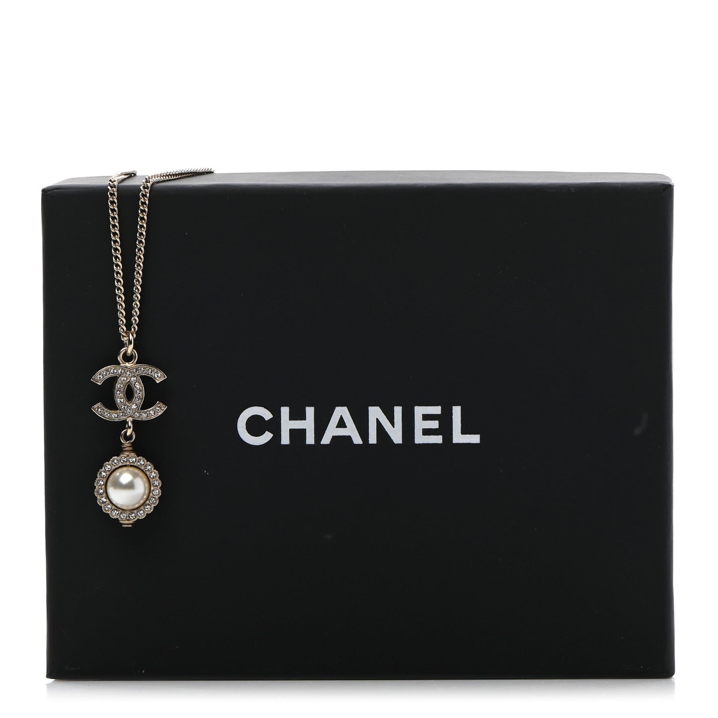 Crystal Pearl CC Lace Camellia Necklace Gold