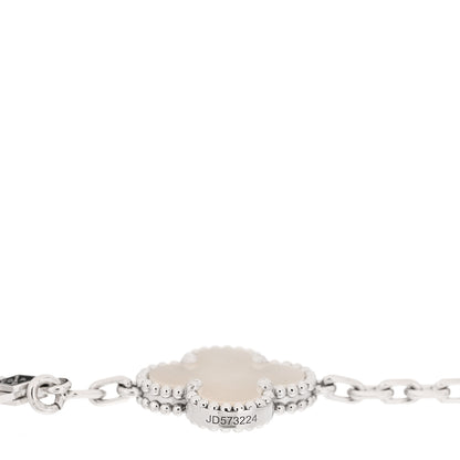 Van Cleef & Arpels 18K White Gold Mother of Pearl 5 Motifs Vintage Alhambra Bracelet 4 of 5