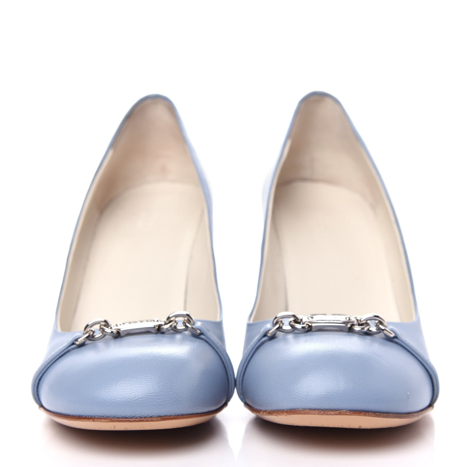 Gucci Nappa Logo Plate Pumps 40 Pastel Blue 2 of 11