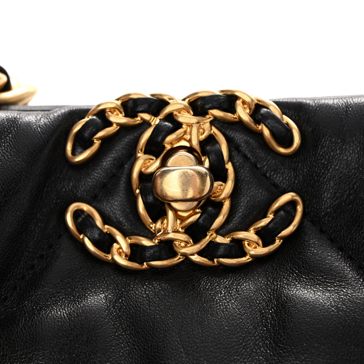 Lambskin Quilted Chanel 19 Shopping Bag Black