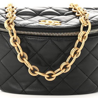 Chanel Lambskin Pearl Quilted CC Belt Bag Black 8 of 10