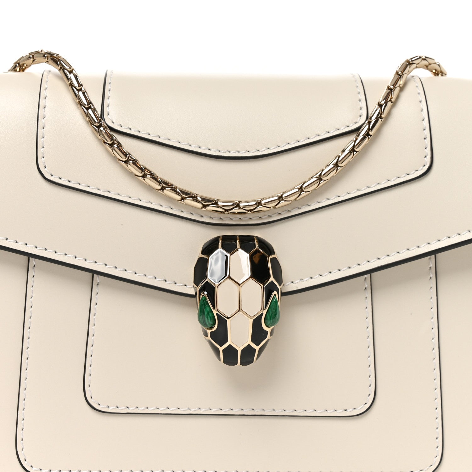 Bulgari Calfskin Small Serpenti Forever Crossbody Bag White Agate 7 of 9