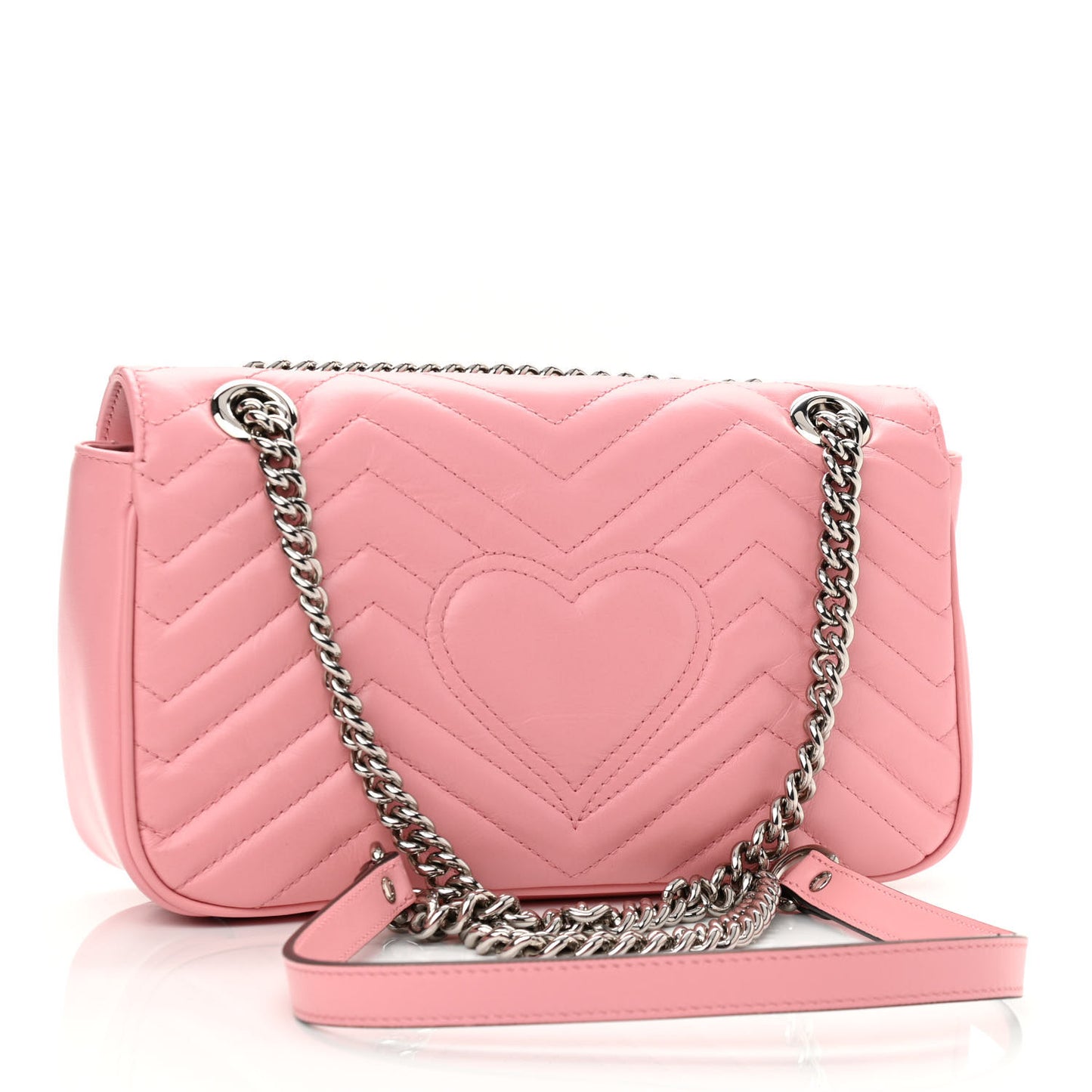 Calfskin Matelasse Small GG Marmont Shoulder Bag Wild Rose