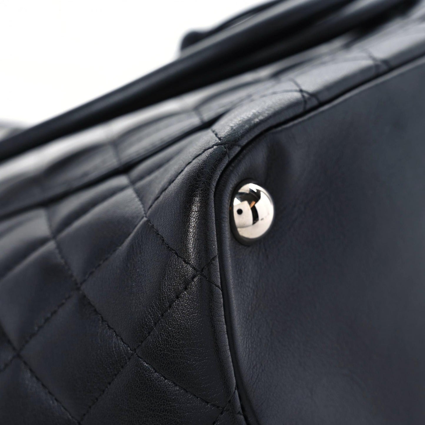 Calfskin Quilted Large Cambon Tote Black White