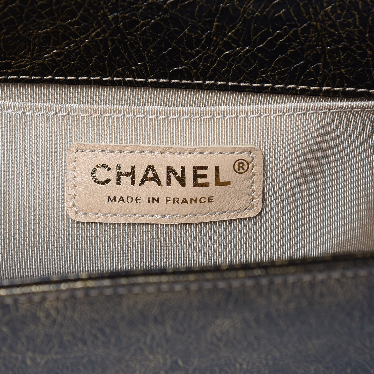 Cracked Metallic Calfskin Quilted Medium Boy Flap Gold