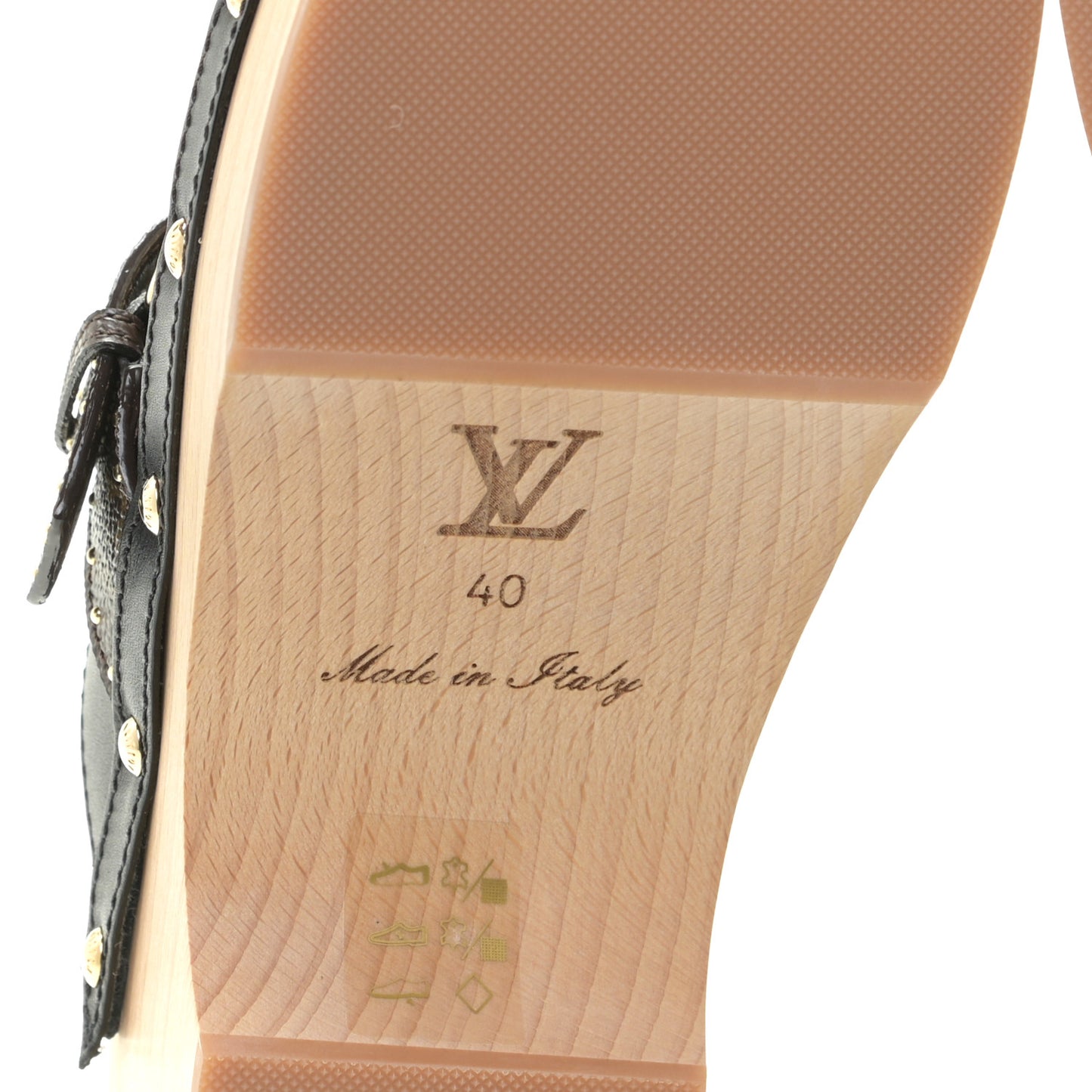 Calfskin Patent Monogram Cottage Clog Mules 40 Black