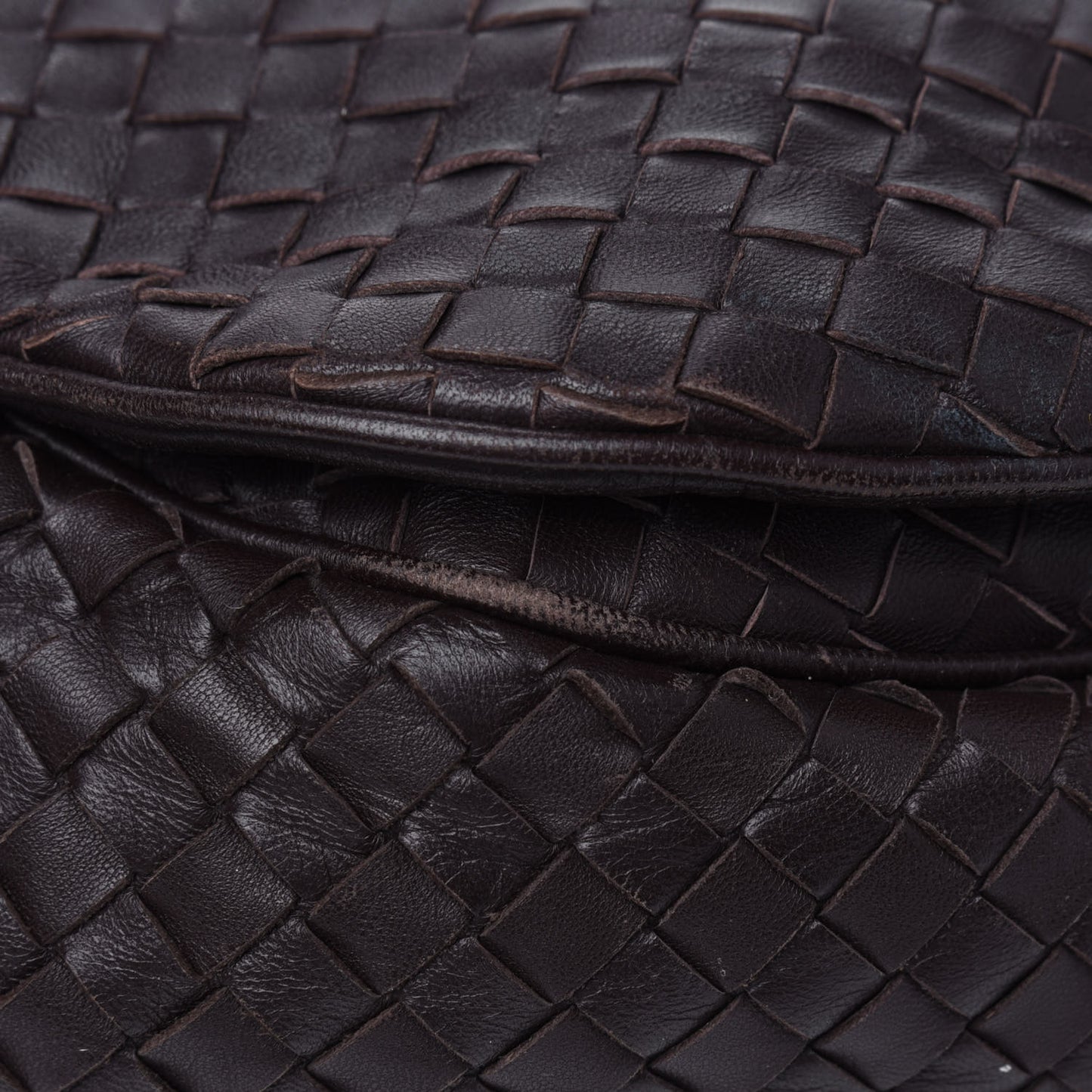 Nappa Intrecciato Shoulder Bag Ebano