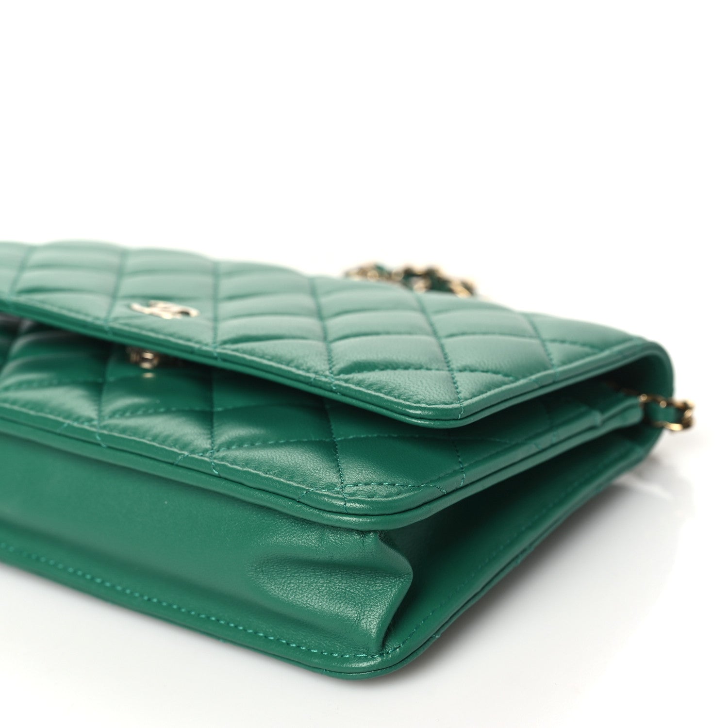 Chanel Lambskin Quilted Wallet On Chain WOC Green 10 of 11