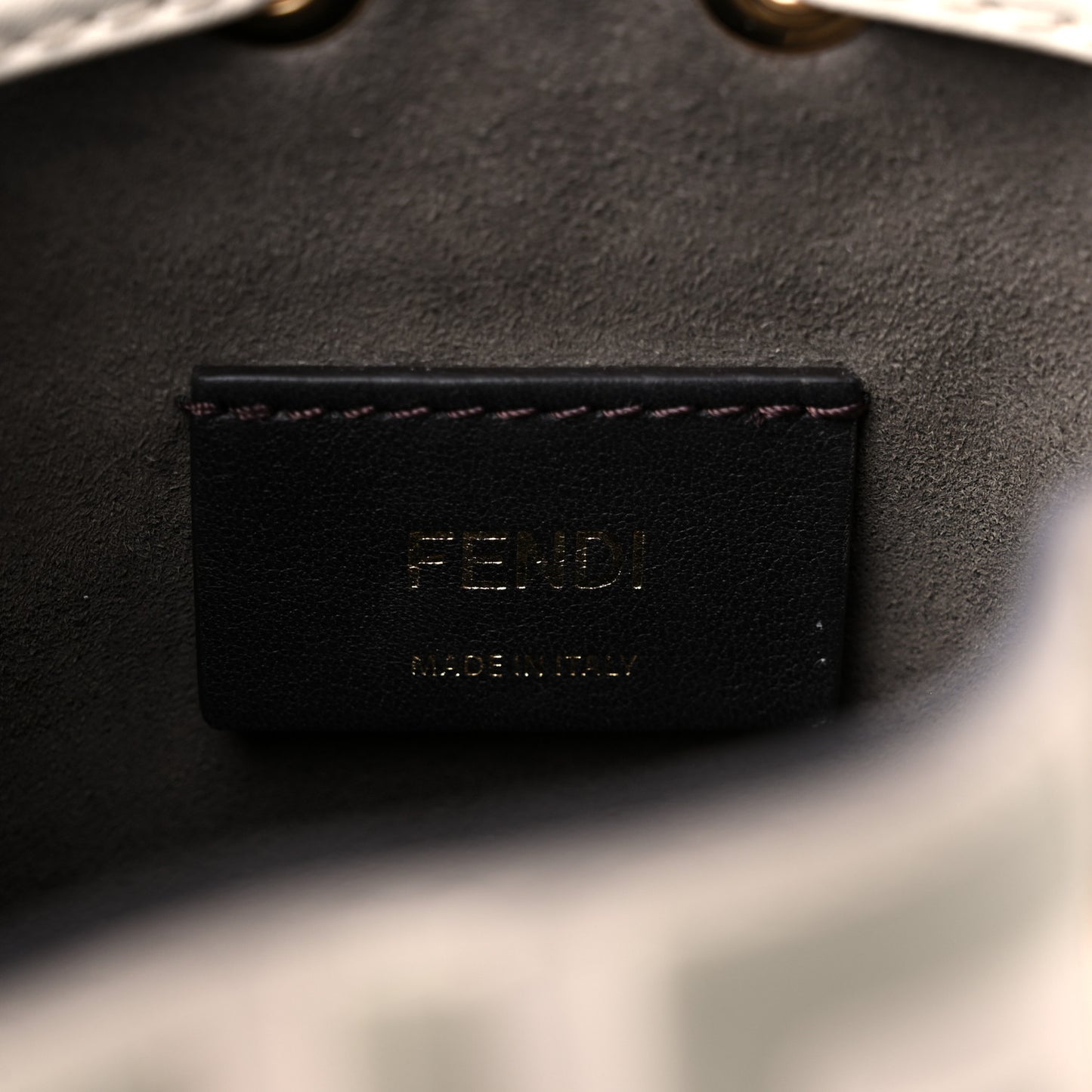 Vitello Liberty F is Fendi Bi-Color FF 1974 Embossed Mini Mon Tresor Bucket Bag Camelia Mandorlo