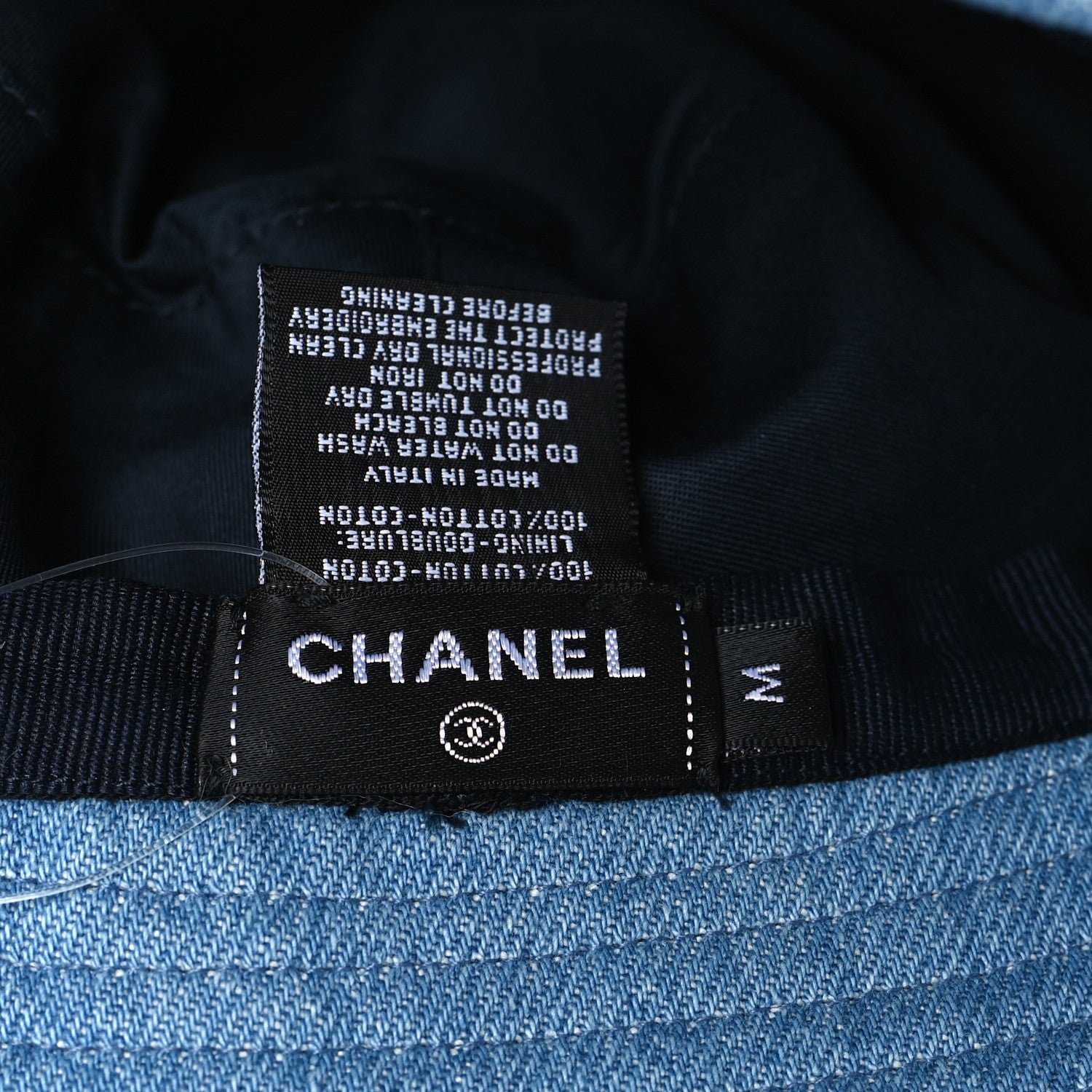 Chanel Denim Sequin Cloche Logo Bucket Hat M Blue 7 of 7