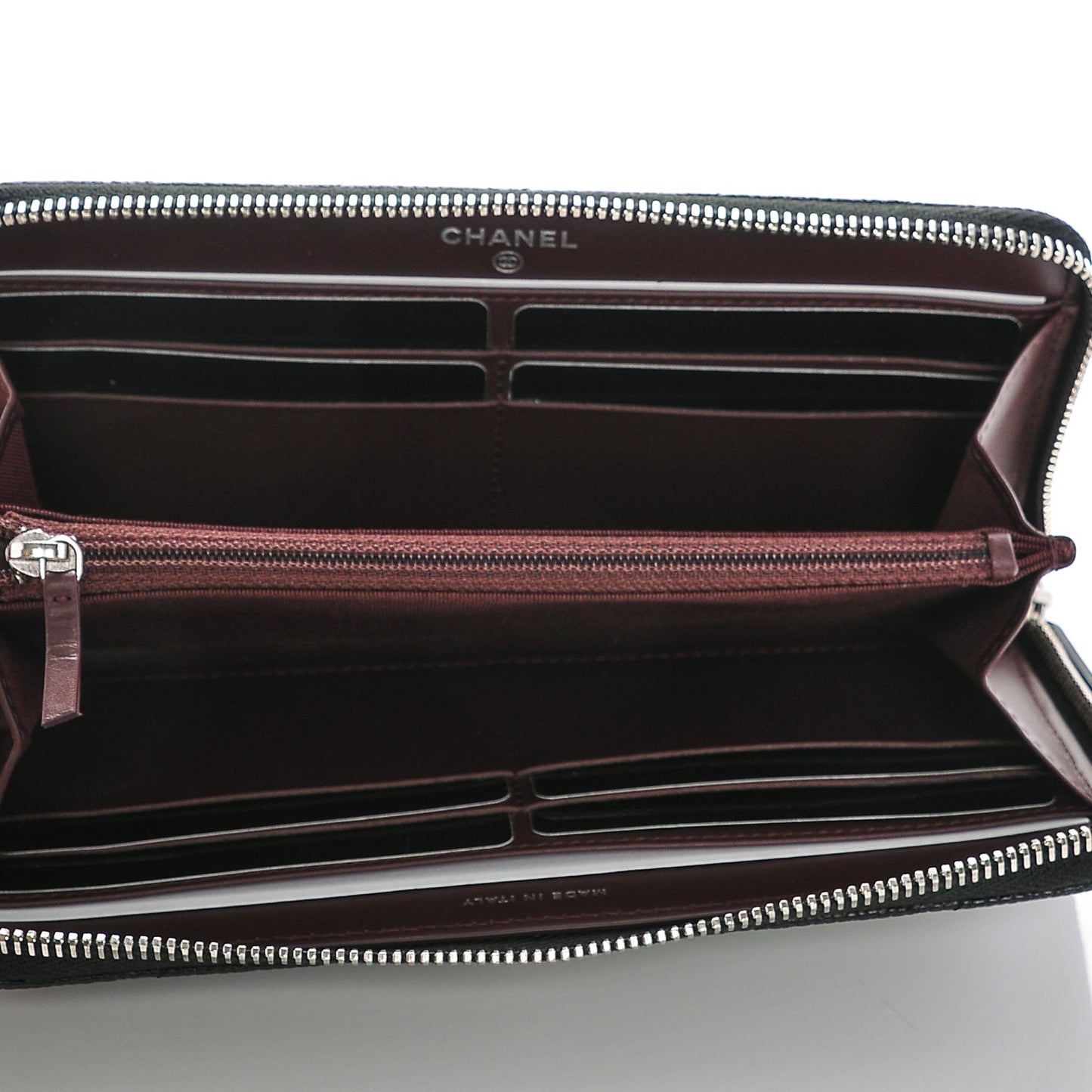 Caviar Quilted Large Gusset Zip Around Wallet Black