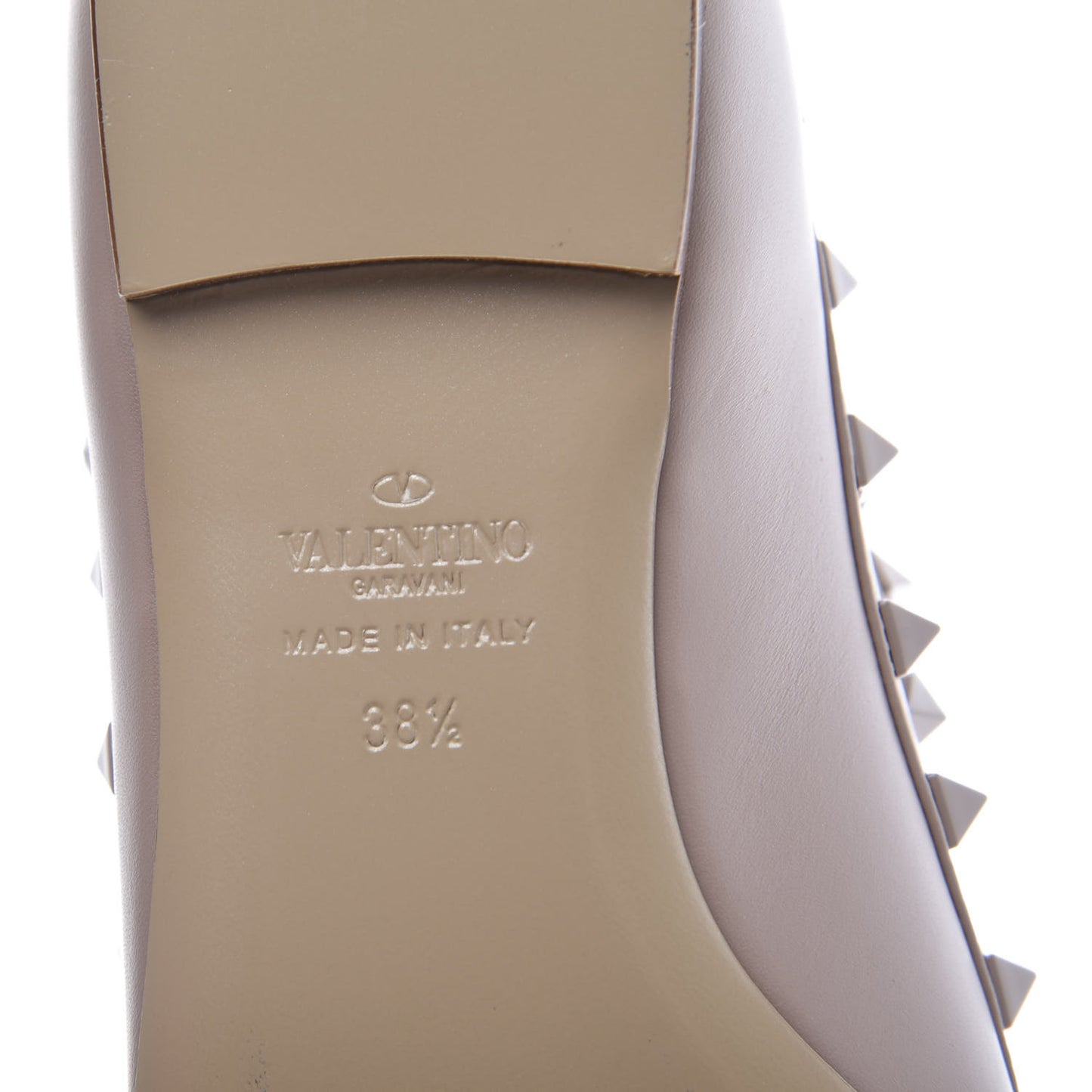 Calfskin Lacquered Monochrome Rockstud Cage Ballerina Flats 38.5 Poudre