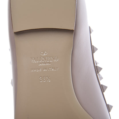 Valentino Garavani Calfskin Lacquered Monochrome Rockstud Cage Ballerina Flats 38.5 Poudre 7 of 8