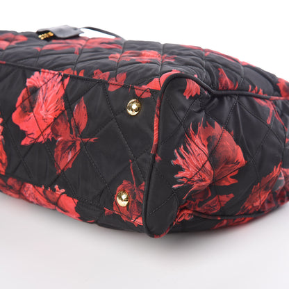 Prada Tessuto Nylon Quilted Rose Chain Shoulder Bag Black Rosso 6 of 8