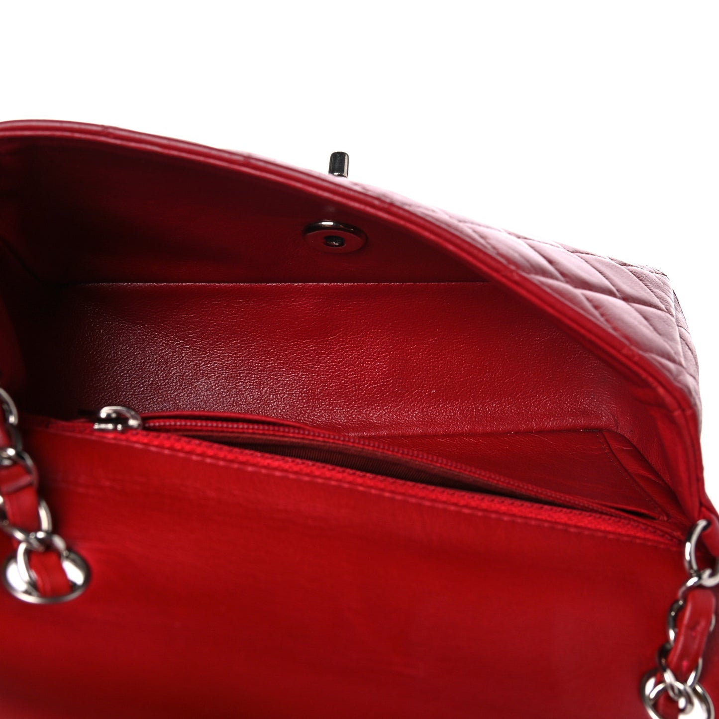 Lambskin Quilted Mini Rectangular Flap Dark Red