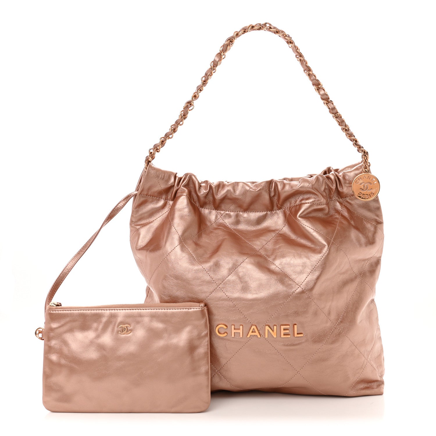 Chanel Metallic Calfskin Quilted Chanel 22 Copper 1 of 11