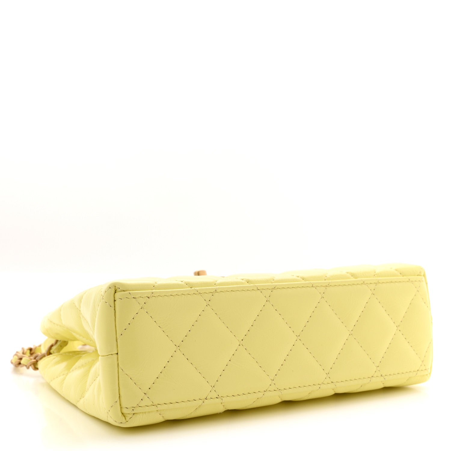 Chanel Shiny Aged Calfskin Quilted Nano Kelly Shopper Light Yellow 4 of 11