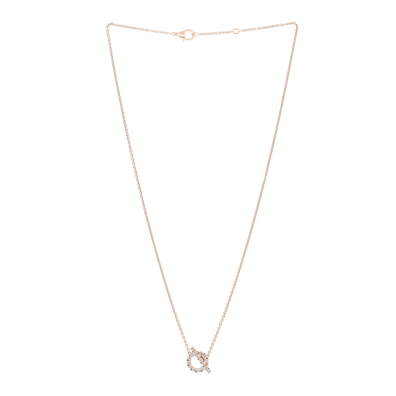 Hermes 18K Rose Gold Diamond Finesse Pendant Necklace 3 of 5