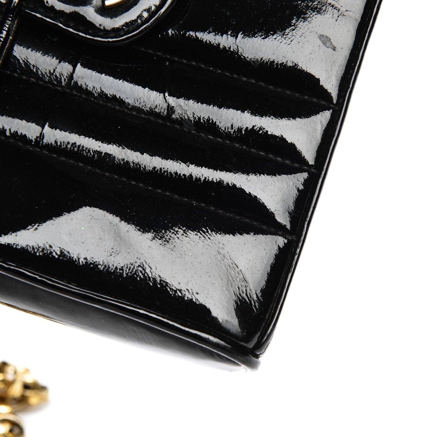 Patent Vertical Quilt Mini Flap Black