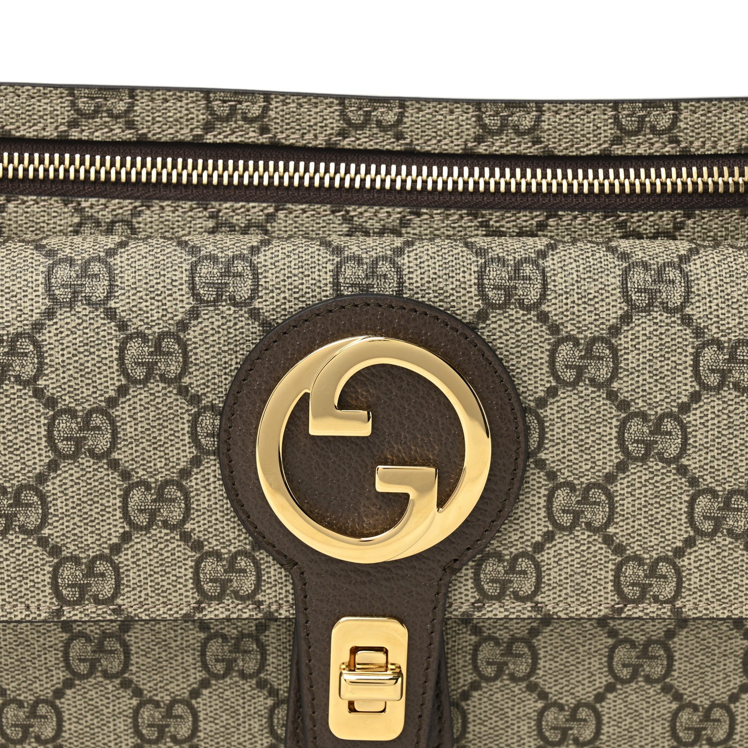 Gucci GG Supreme Monogram Textured Dollar Calfskin Blondie Belt Bag Beige Ebony New Acero 14 of 21