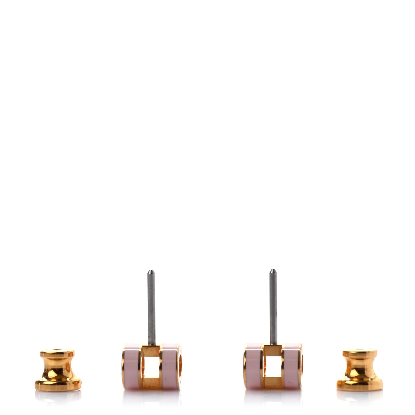 Gold Lacquered Mini Pop H Earrings Rose Dragee