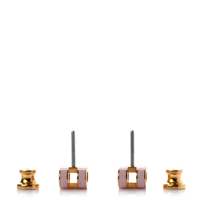 Hermes Gold Lacquered Mini Pop H Earrings Rose Dragee 3 of 4