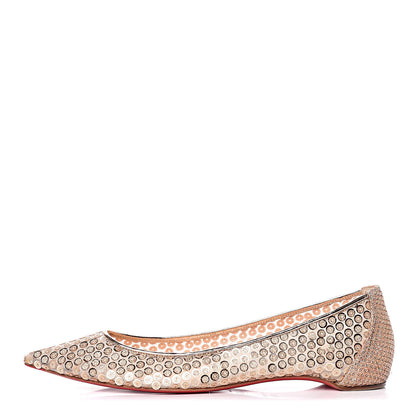 Christian Louboutin Lace Paill Cabaret Rete 554 Flats 37.5 Version Nude 1 of 9