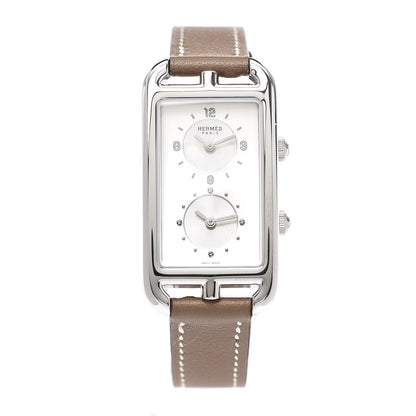 Hermes Stainless Steel Swift 22mm Nantucket Dual Time Quartz Watch Etoupe 1 of 5