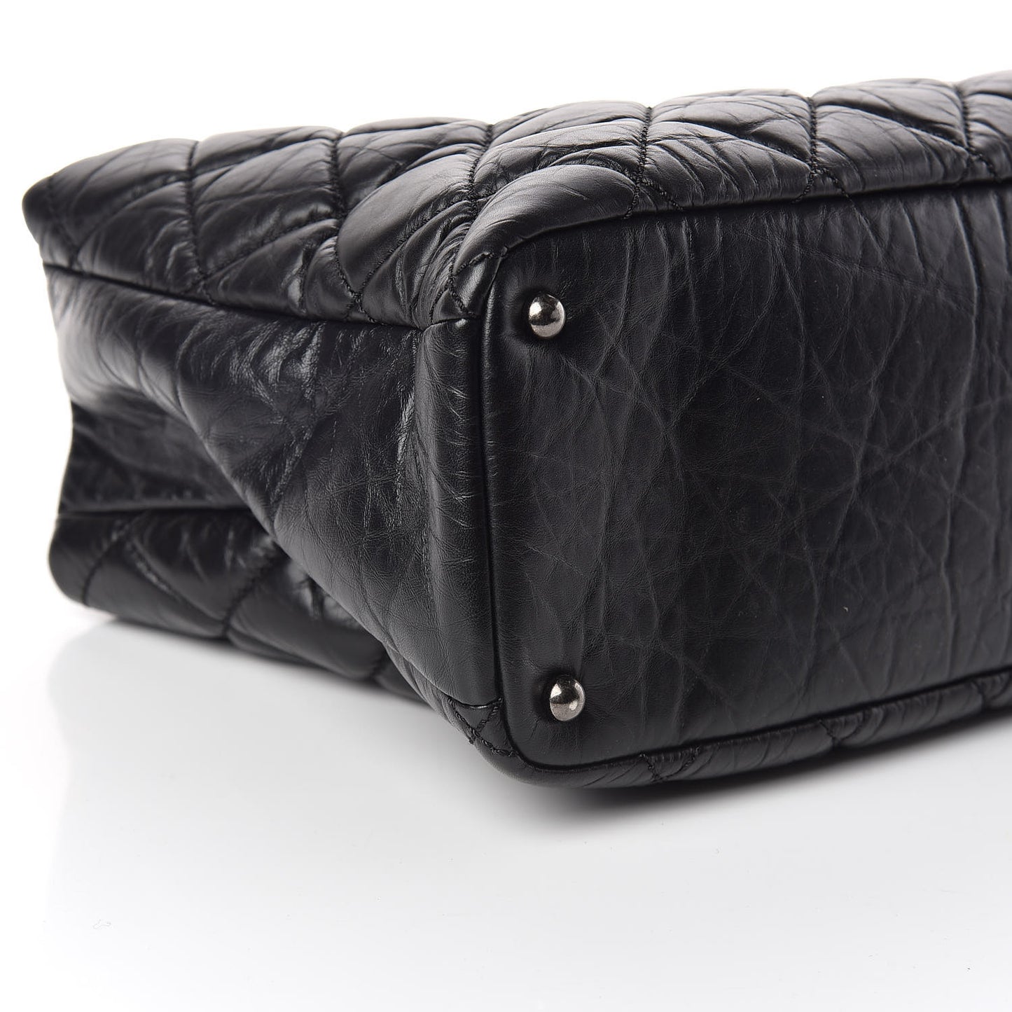 Aged Calfskin Quilted Tweed Portobello Tote Black