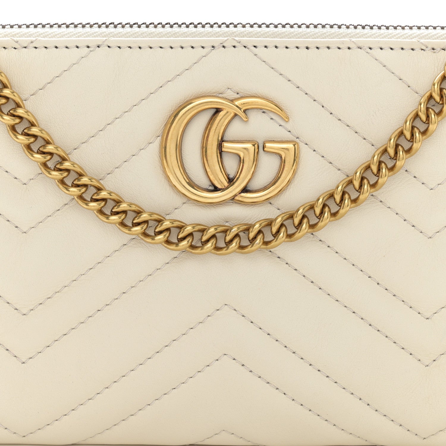 Gucci Calfskin Matelasse Mini GG Marmont Chain Bag White 8 of 13