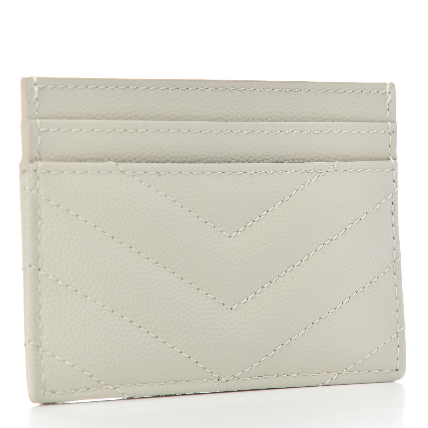 Saint Laurent Grain De Poudre Matelasse Chevron Monogram Credit Card Case Crema Soft 3 of 5