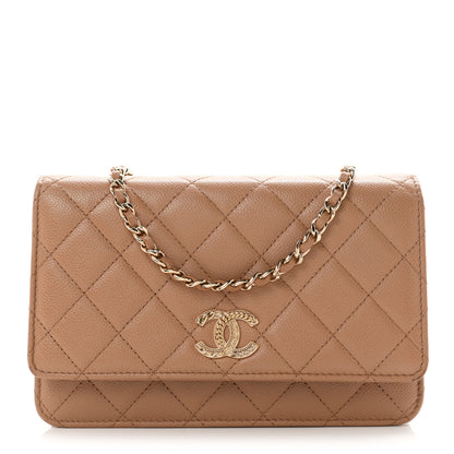 Chanel Caviar Quilted Multi Chain Wallet On Chain WOC Beige 1 of 12