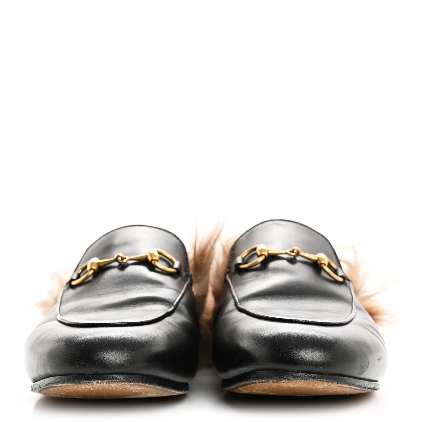 Calfskin Fur Womens Princetown Slippers 37.5 Black