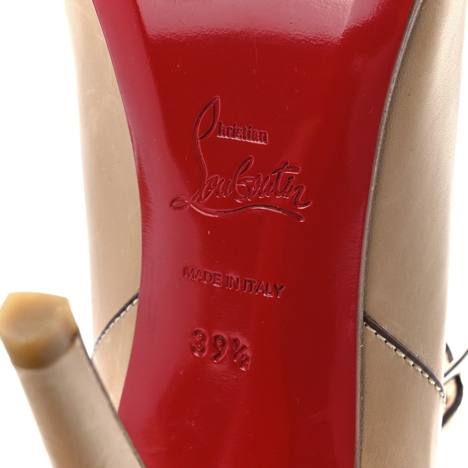 Christian Louboutin Calfskin 100 Mary Jane Pumps 39.5 Nude 6 of 8