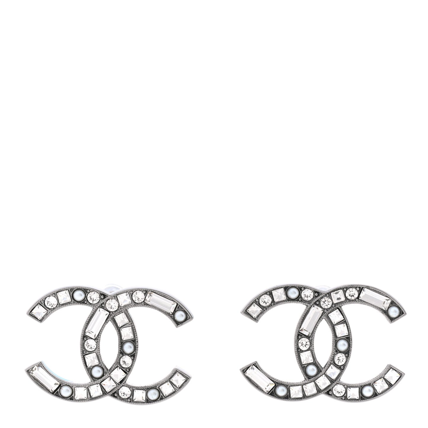 Baguette Crystal Pearl CC Bright Young Things Earrings Ruthenium