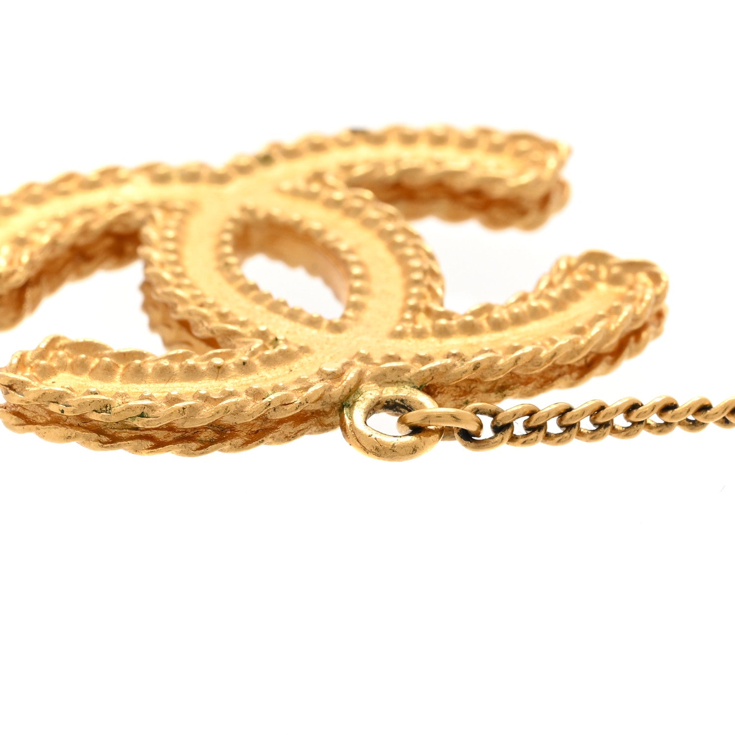 Chanel CC Drop Earrings Matte Gold 5 of 6