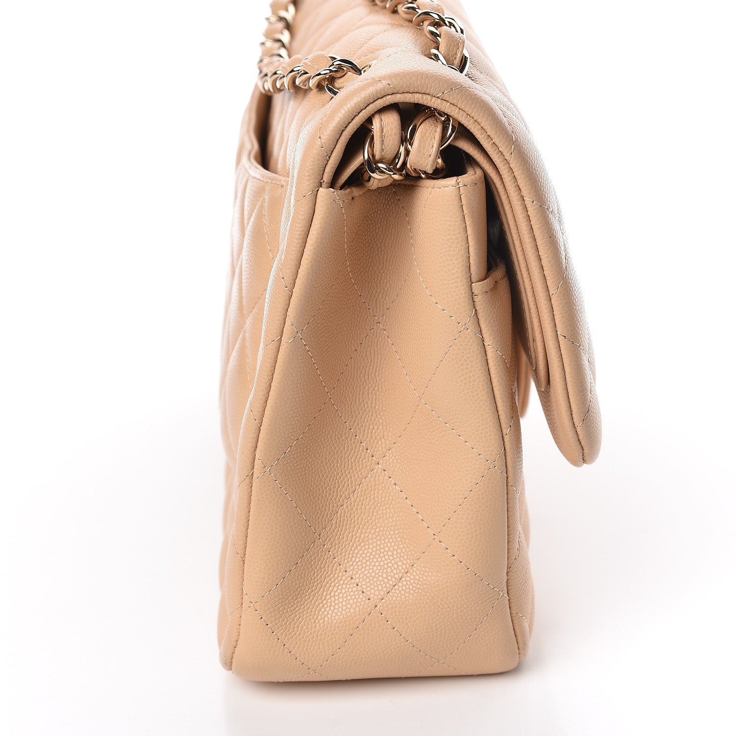 Chanel Caviar Quilted Jumbo Double Flap Light Beige 12 of 19
