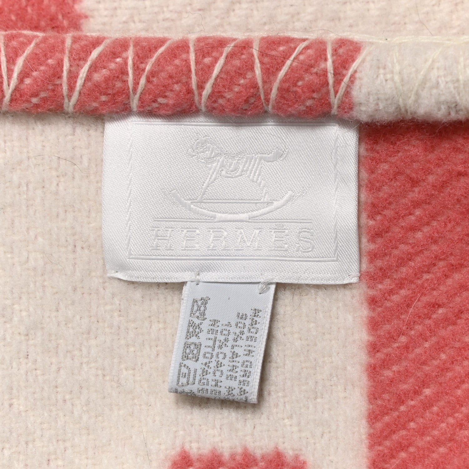Hermes Wool Cashmere Avalon Baby Blanket Rose Airelle White 3 of 3