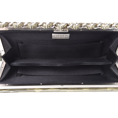 Chanel Patent Calfskin Striped Clutch Black 5 of 9